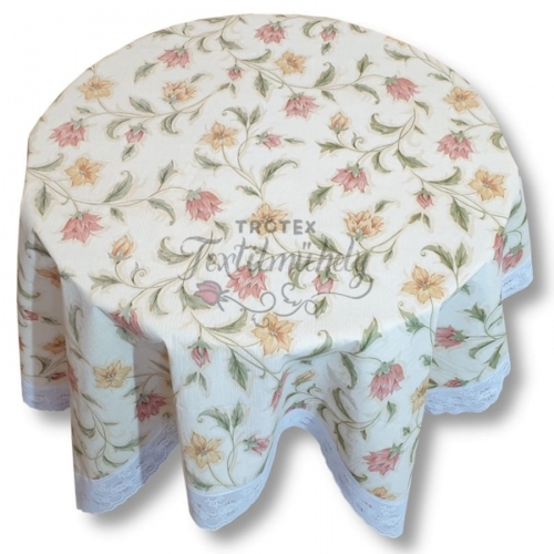 Tulipán mintás csipkés szélű terítő <br/>Ovális - 152×228 cm